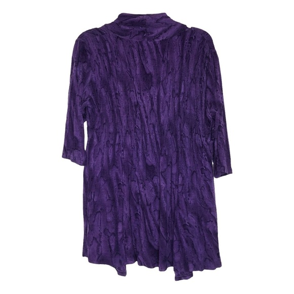 One World Purple Open Front Jersey Knit Cardigan 3/4-Length Sleeves- Size Medium - Picture 2 of 5
